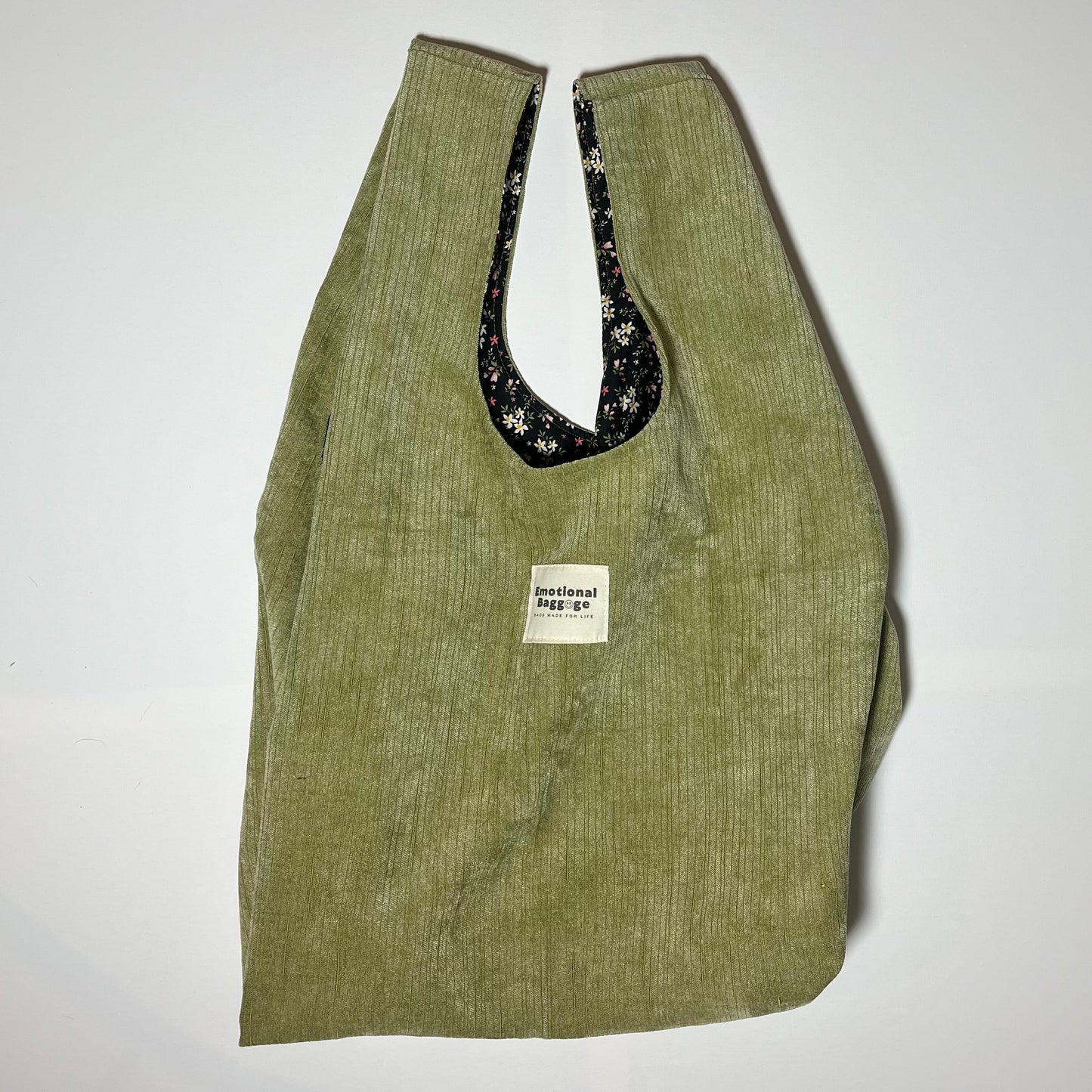 Emotional Baggage Shopper – Green Corduroy