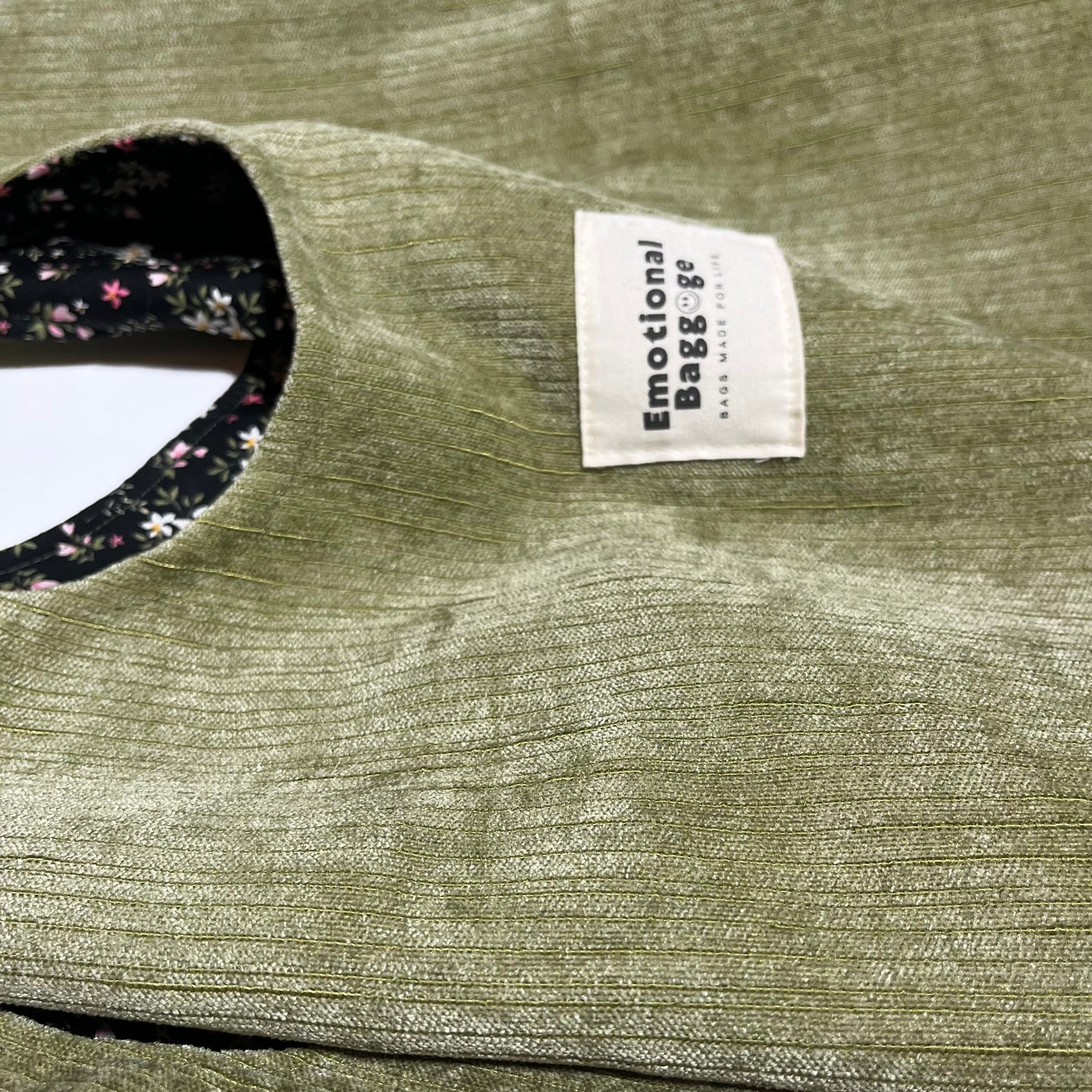 Emotional Baggage Shopper – Green Corduroy