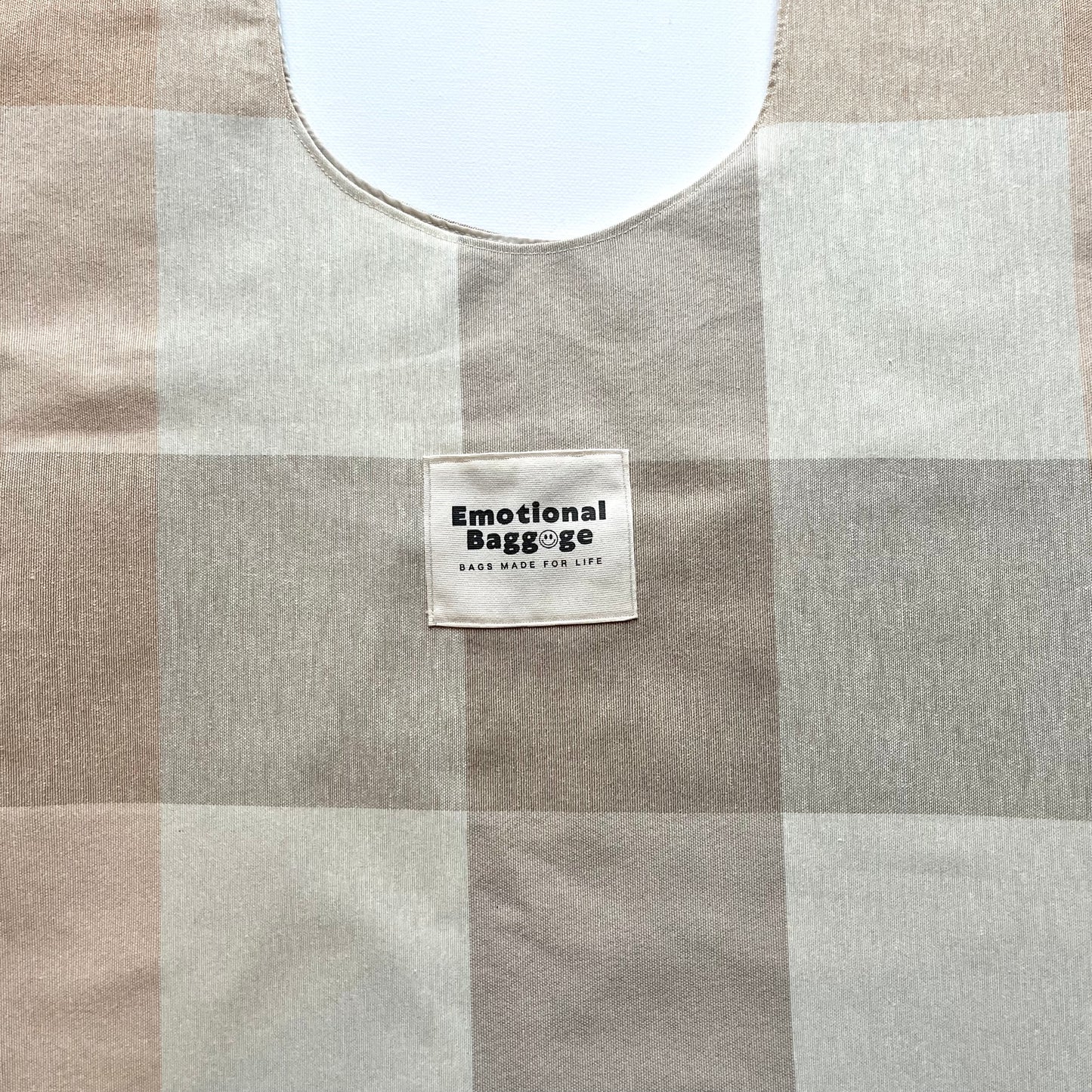 Emotional Baggage Shopper – Beige Gingham
