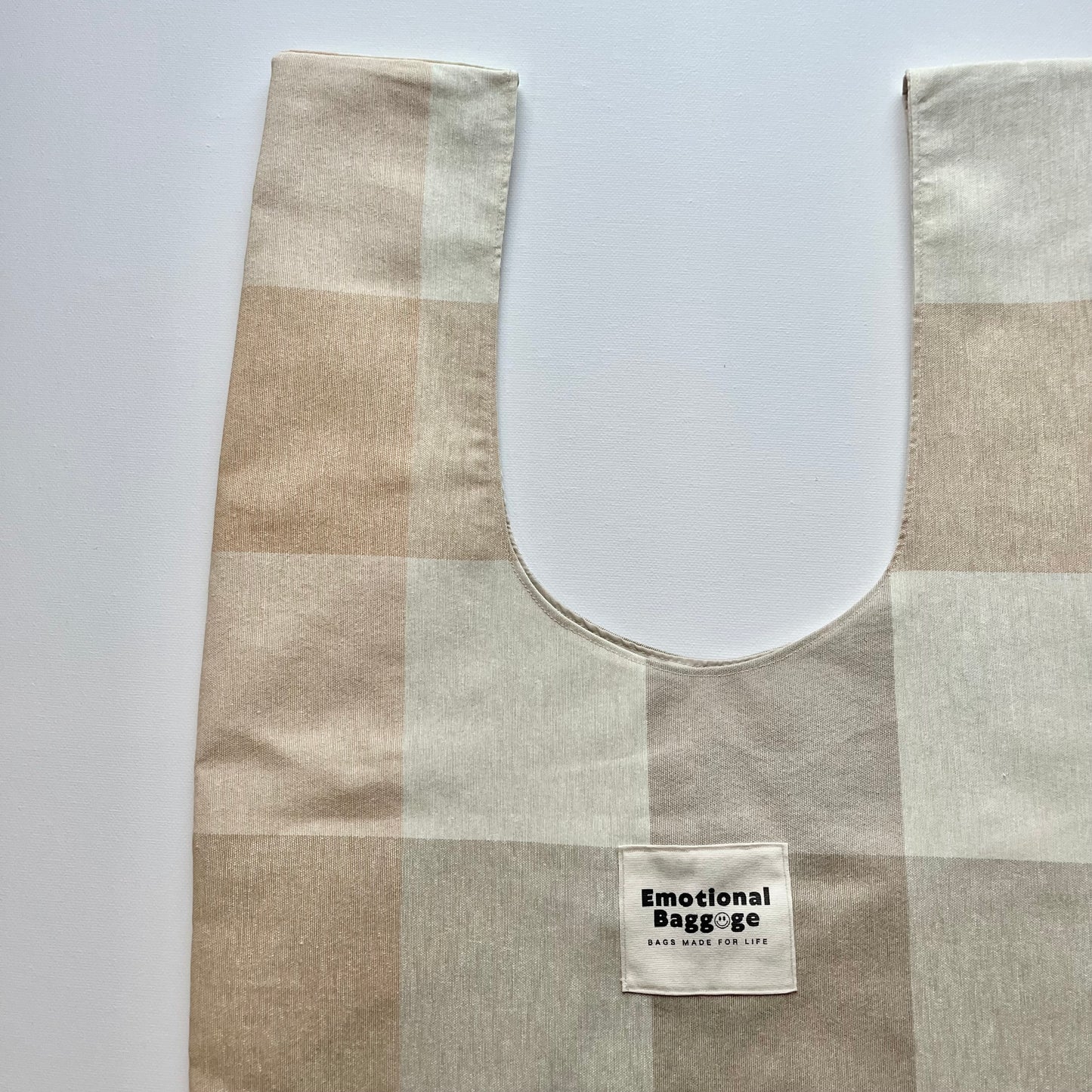 Emotional Baggage Shopper – Beige Gingham