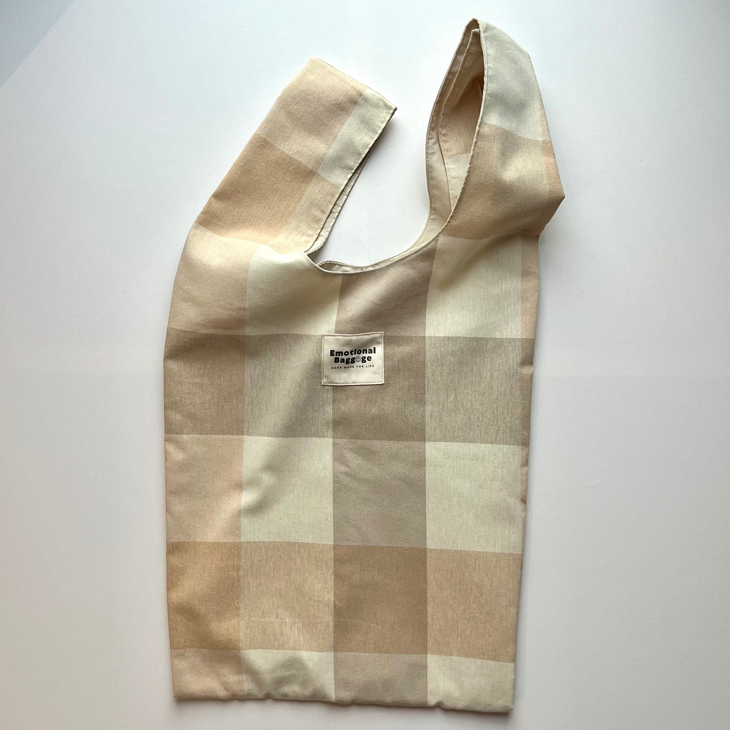 Emotional Baggage Shopper – Beige Gingham