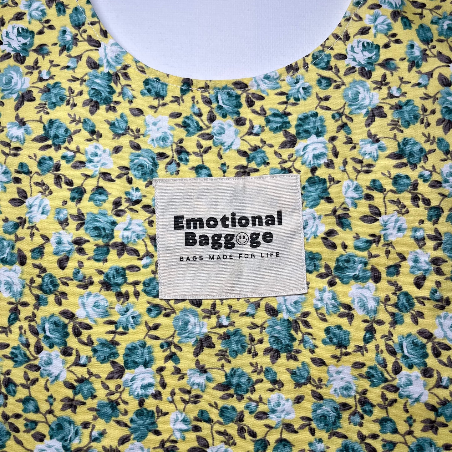 Emotional Baggage Shopper – Yellow & Blue Vintage-Inspired