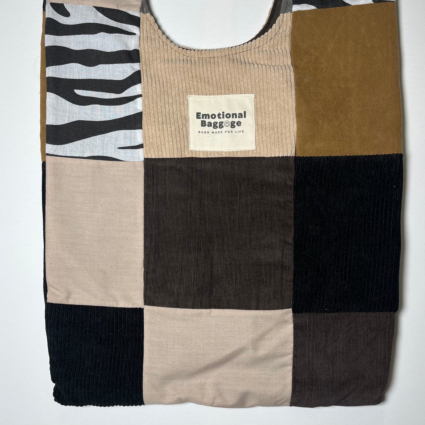 Emotional Baggage Shopper β Beige Patchwork