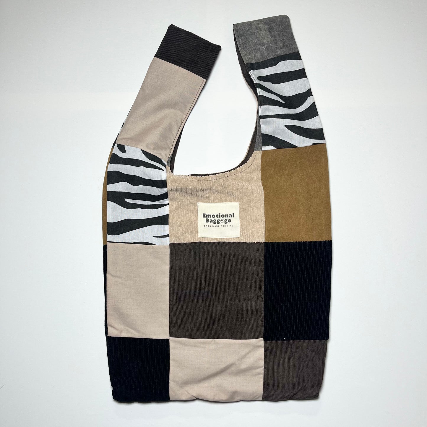 Emotional Baggage Shopper β Beige Patchwork