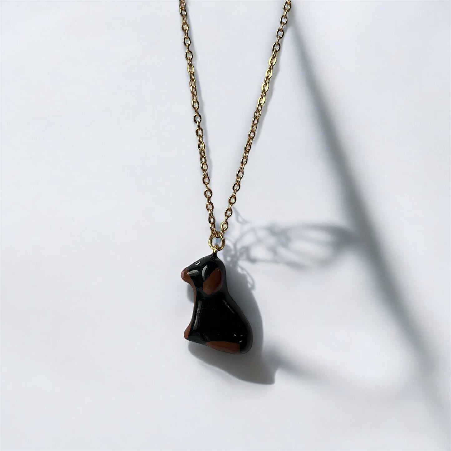 Clay Brown & Black Cockapoo Dog Necklace