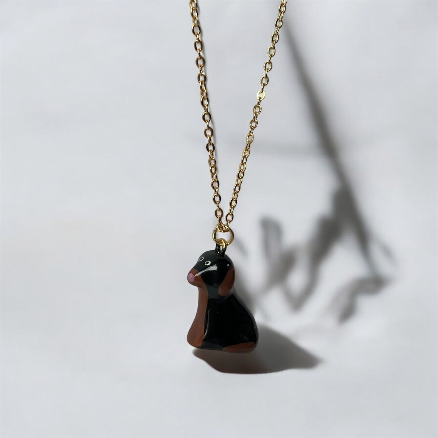 Clay Brown & Black Cockapoo Dog Necklace