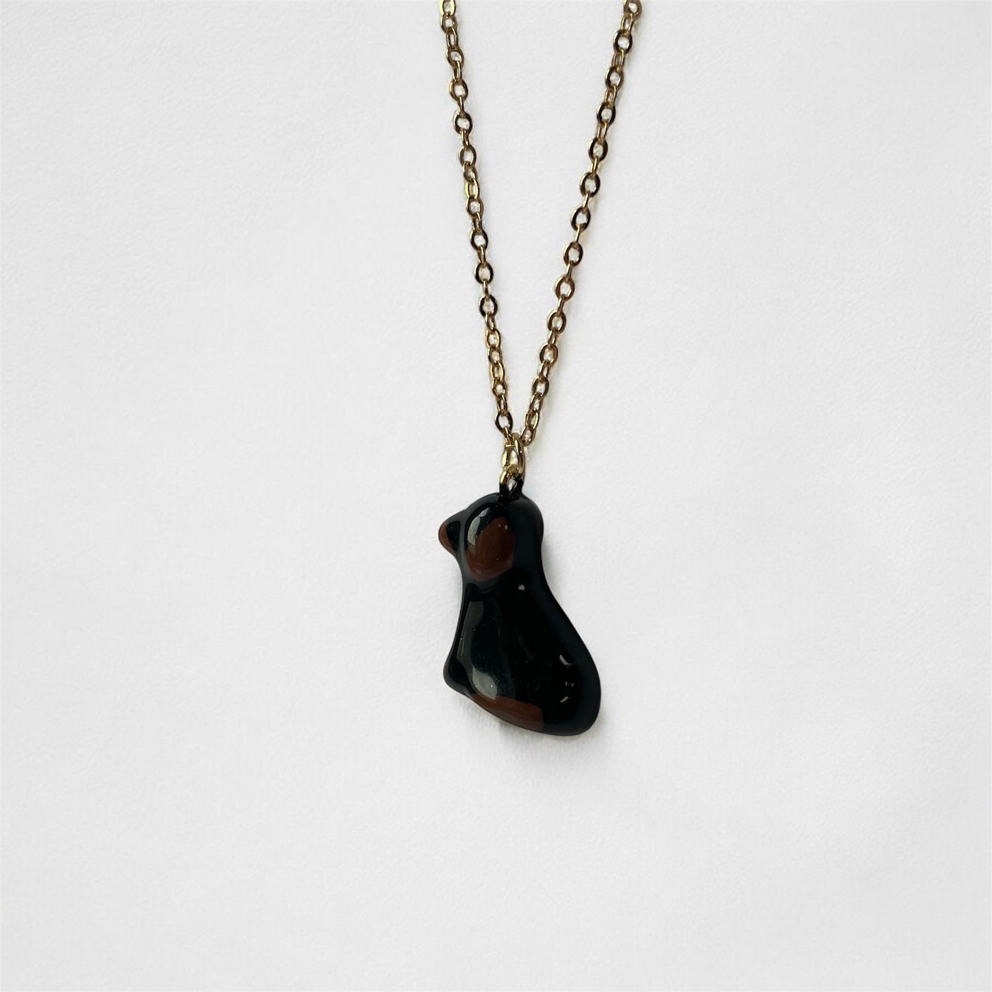 Clay Brown & Black Cockapoo Dog Necklace