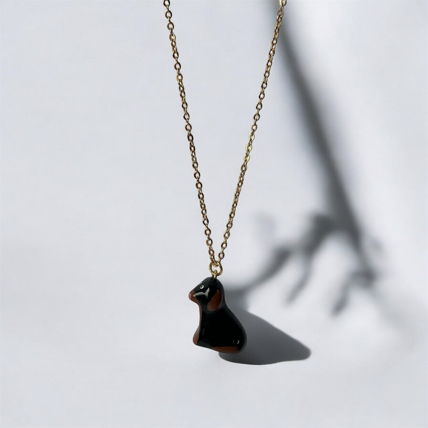 Clay Brown & Black Cockapoo Dog Necklace