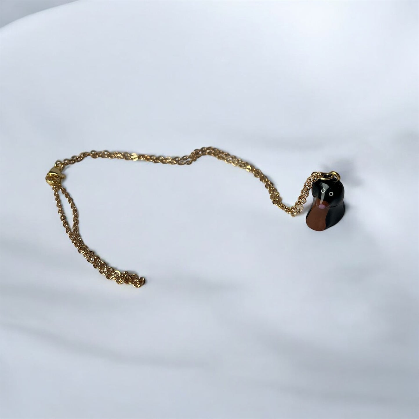 Clay Brown & Black Cockapoo Dog Necklace