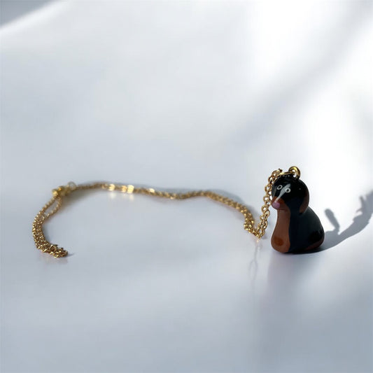 Clay Brown & Black Cockapoo Dog Necklace
