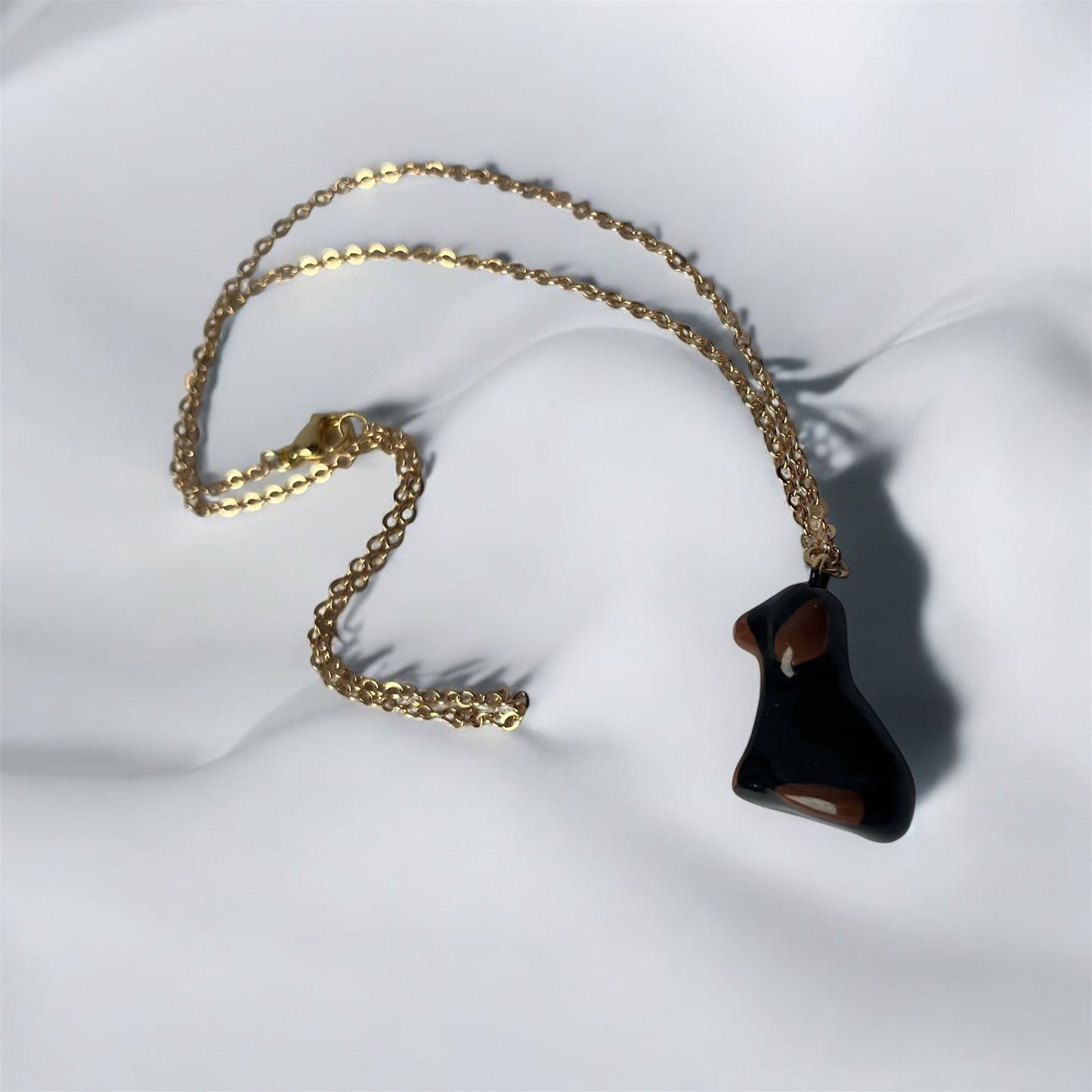 Clay Brown & Black Cockapoo Dog Necklace