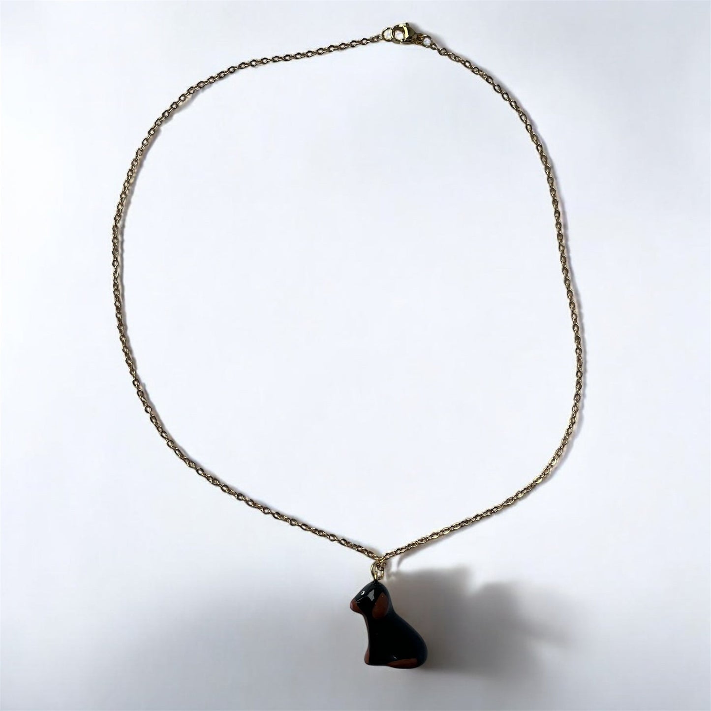 Clay Brown & Black Cockapoo Dog Necklace