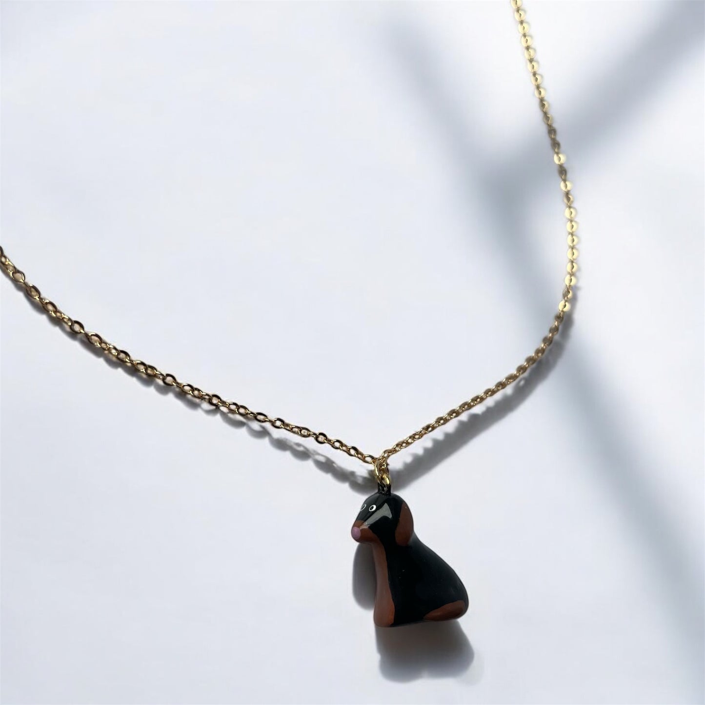 Clay Brown & Black Cockapoo Dog Necklace