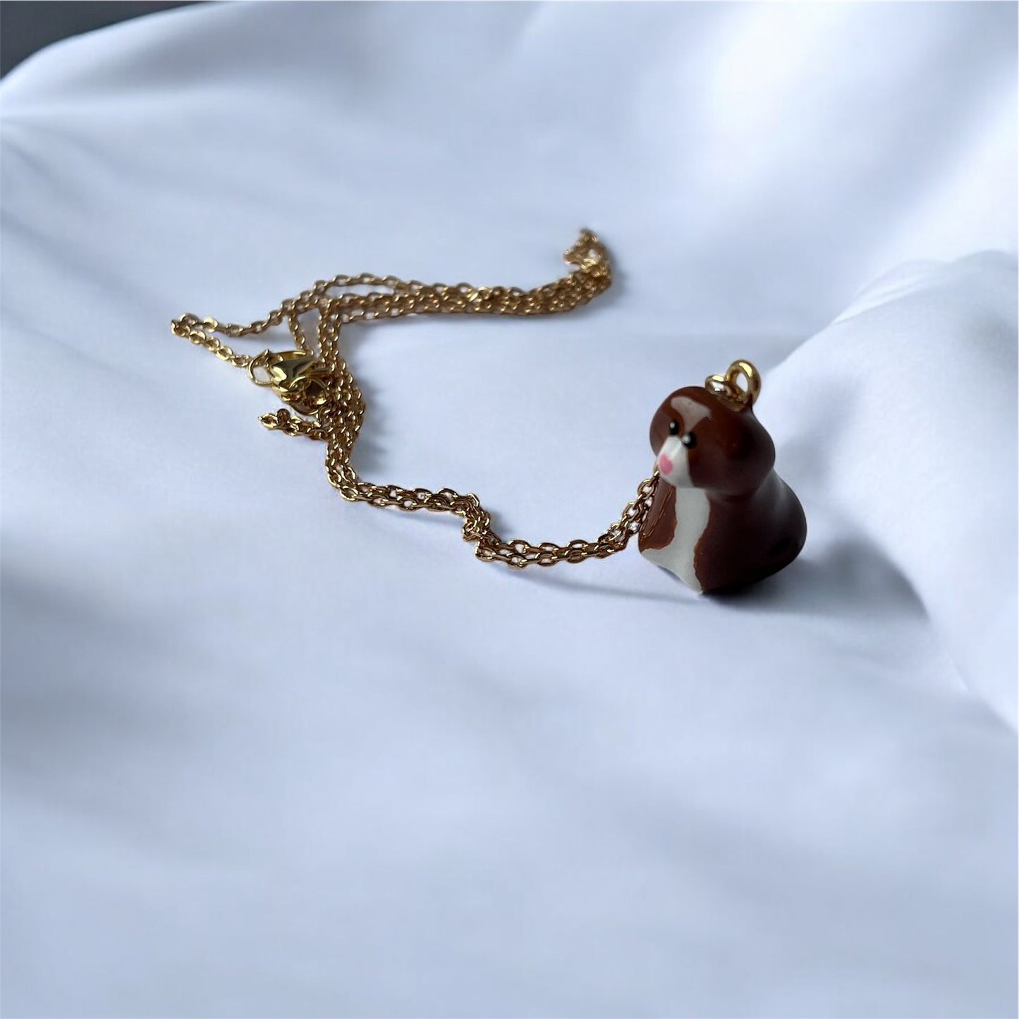 Clay Brown & White Cockapoo Dog Necklace