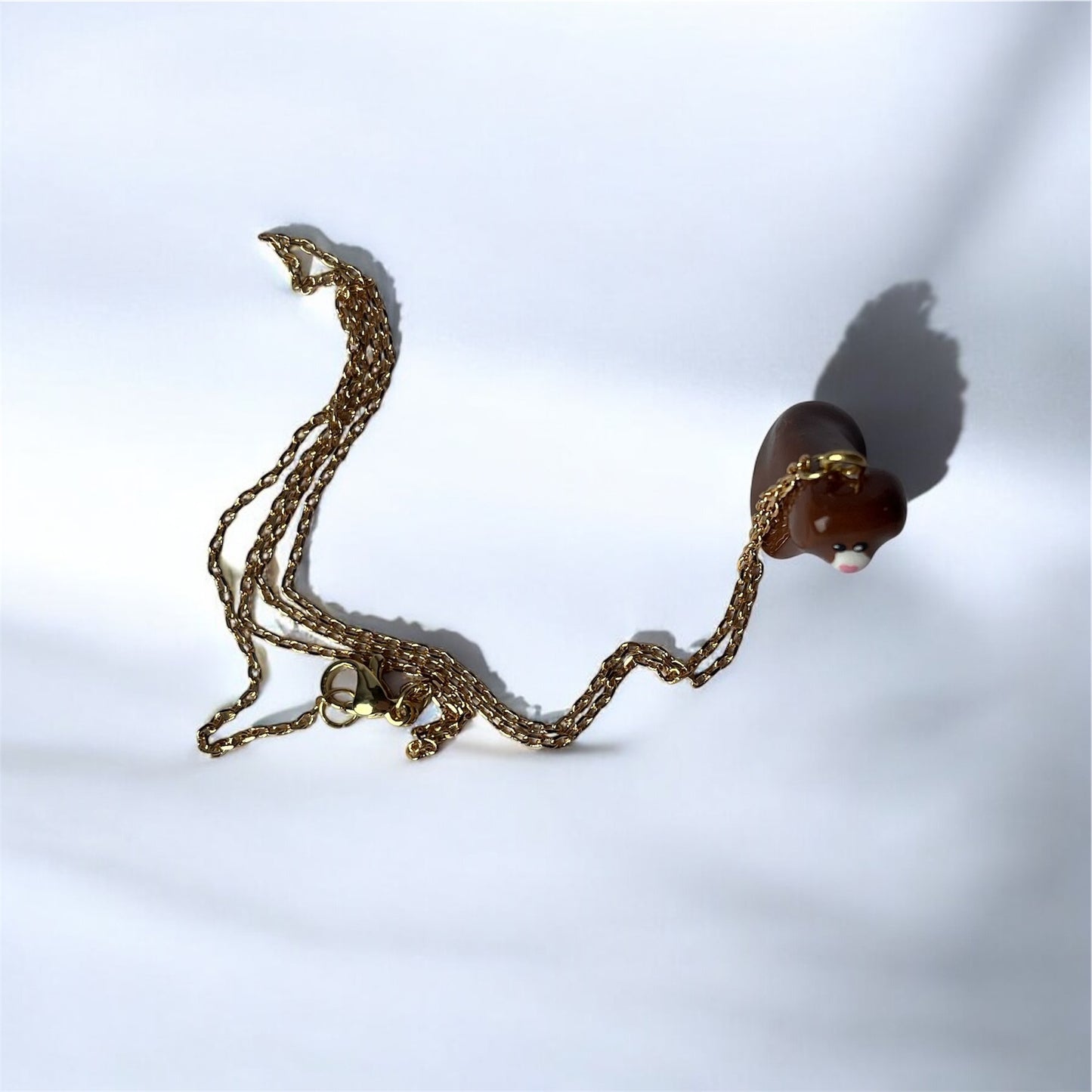 Clay Brown & White Cockapoo Dog Necklace